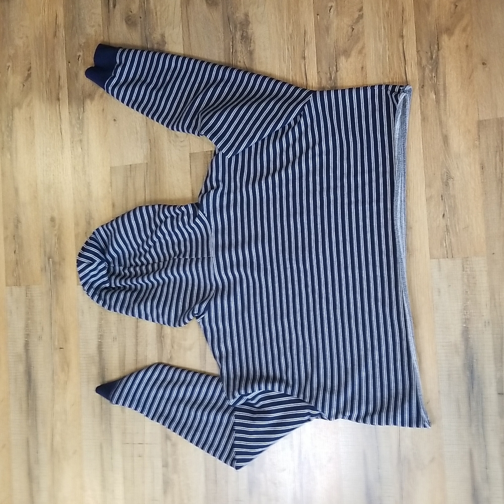 WILD FABLE Navy Striped 3/4 Zip Cropped Hoodie - Picture 6 of 12